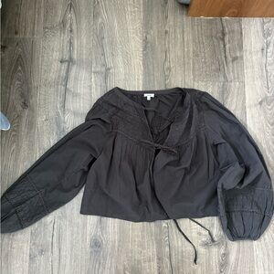 Aerie Black Blouse with Lace Details